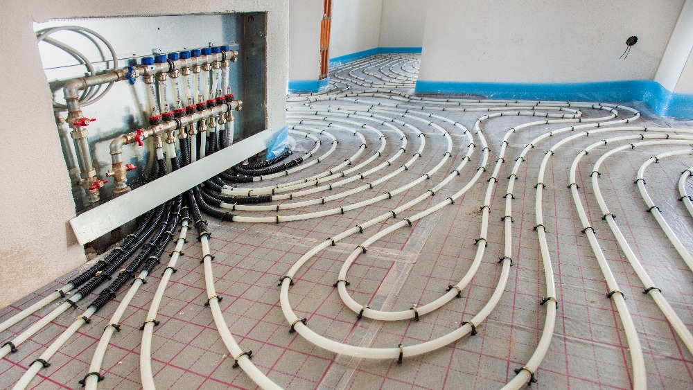 underfloor heating system in construction of new residential house